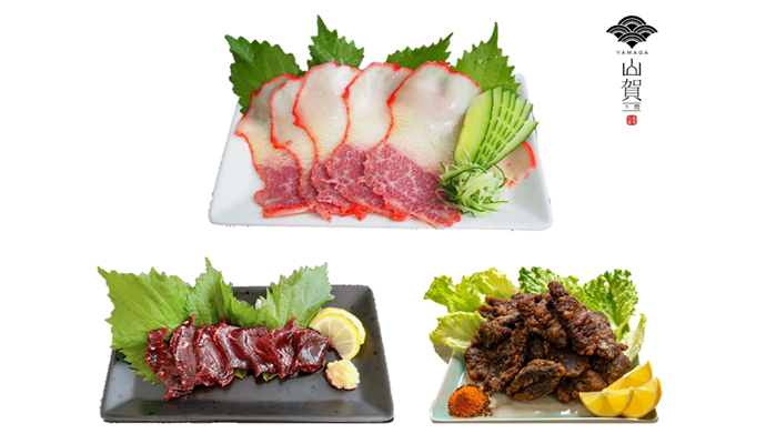 はつもみぢ 原田 純米吟醸/鯨ベーコン・刺身・竜田揚げセット